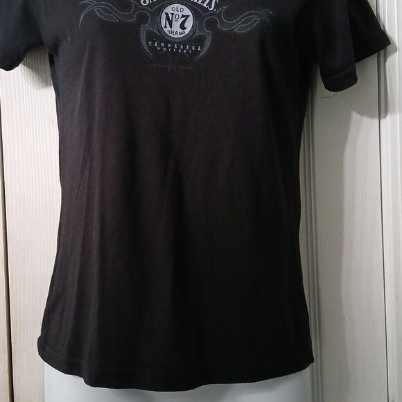 Jack Daniels black short sleeve fitted logo t shirt Sz M EUC - Picture 2 of 6